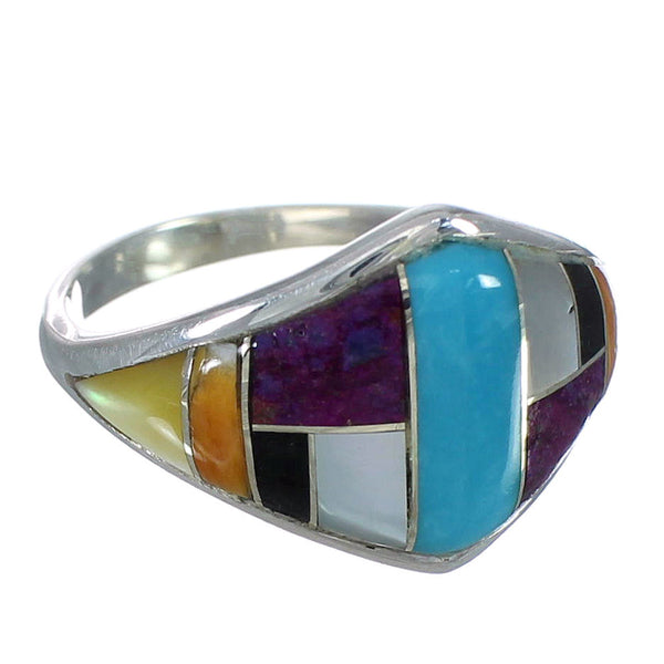 Multicolor Southwest Sterling Silver Ring Size 7-3/4 YX74974