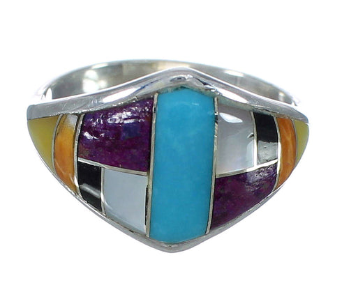 Multicolor Southwest Sterling Silver Ring Size 7-3/4 YX74974