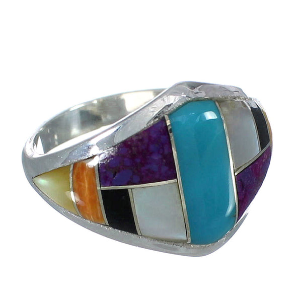 Genuine Sterling Silver Southwestern Multicolor Ring Size 5-1/4 YX74994