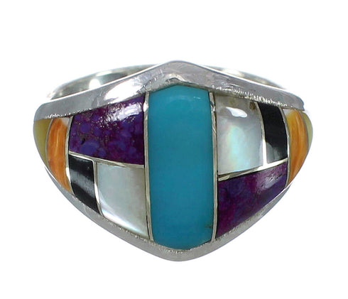 Authentic Sterling Silver Southwest Multicolor Ring Size 6-1/4 YX74997