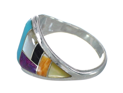 Authentic Sterling Silver Southwest Multicolor Ring Size 6-1/4 YX74997