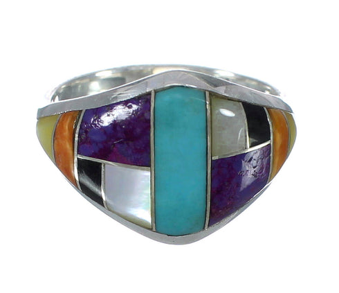 Multicolor Southwestern Genuine Sterling Silver Ring Size 7-1/4 YX75001