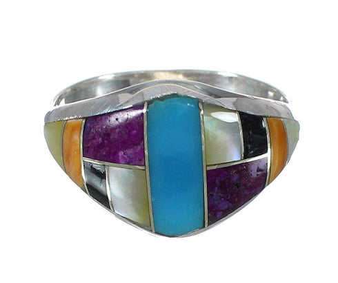 Multicolor Inlay Silver Ring Size 4-3/4 YX75006