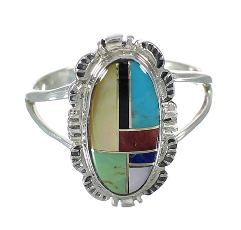 Sterling Silver And Multicolor Ring Size 5-1/4 YX75013