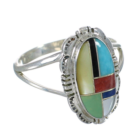 Genuine Sterling Silver And Multicolor Ring Size 5-1/2 YX75019