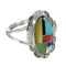 Sterling Silver And Mutlicolor Inlay Southwestern Ring Size 6-3/4 YX75027