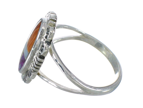 Multicolor Inlay And Genuine Sterling Silver Southwestern Ring Size 6-1/4 YX75048