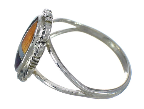 Authentic Sterling Silver And Multicolor Southwestern Ring Size 4-3/4 YX75055