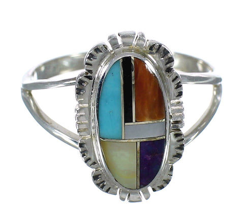 Genuine Sterling Silver And Multicolor Jewelry Ring Size 5-1/4 YX75060