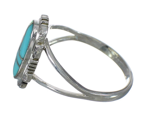 Sterling Silver Turquoise And Opal Inlay Southwest Ring Size 5-3/4 WX70312