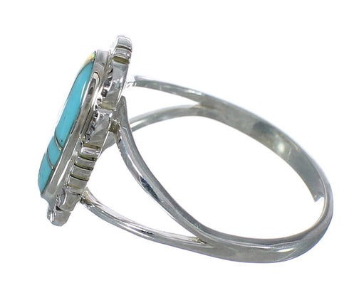 Southwest Sterling Silver Opal And Turquoise Inlay Ring Size 8-3/4 WX70328