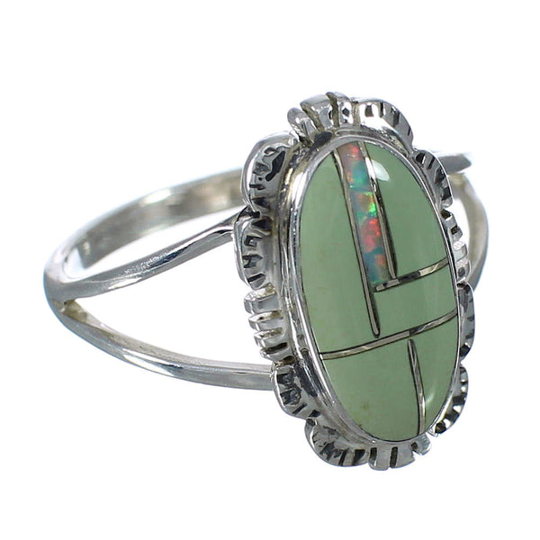 Southwest Turquoise And Opal Sterling Silver Ring Size 6-1/2 WX70338