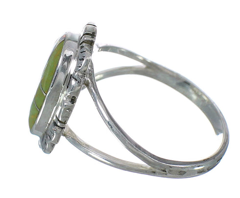 Southwestern Turquoise And Opal Inlay Genuine Sterling Silver Ring Size 6-3/4 WX70448