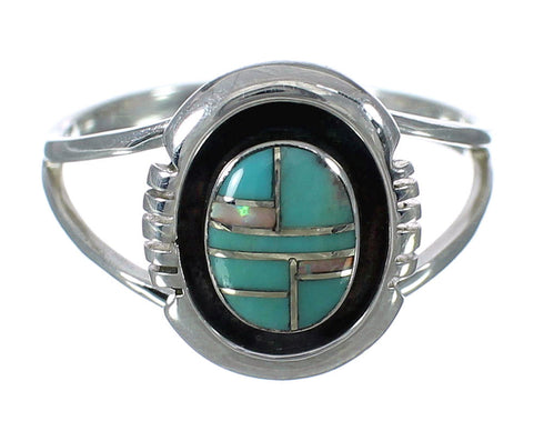 Opal And Turquoise Genuine Sterling Silver Southwest Ring Size 6-3/4 WX70464