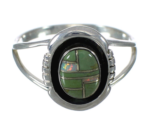 Southwest Opal And Turquoise Authentic Sterling Silver Ring Size 7-3/4 WX70528