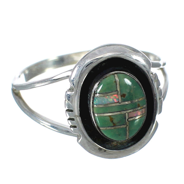 Authentic Sterling Silver Turquoise And Opal Southwestern Ring Size 7-1/4 WX70544