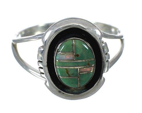 Southwestern Opal And Turquoise Authentic Sterling Silver Ring Size 5-1/4 WX70535