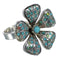 Turquoise And Opal Sterling Silver Flower Ring Size 7 WX70635