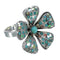 Sterling Silver Flower Turquoise And Opal Ring Size 7 WX70639