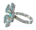 Sterling Silver Flower Turquoise And Opal Ring Size 7 WX70639