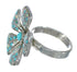 Turquoise And Opal Flower Silver Southwestern Ring Size 6 WX70701