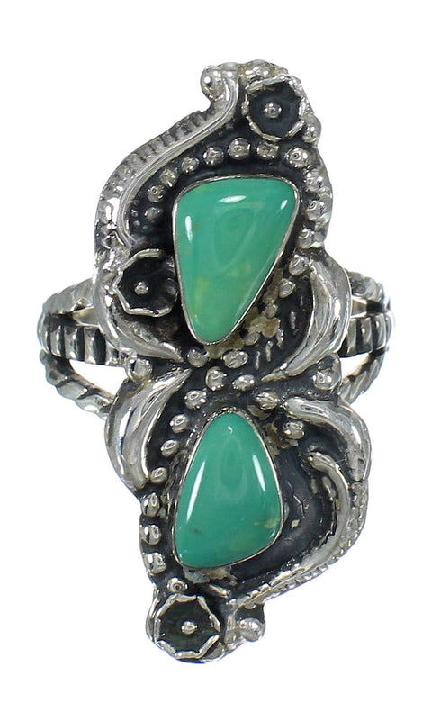 Authentic Sterling Silver Southwestern Turquoise Ring Size 6-1/4 RX62801