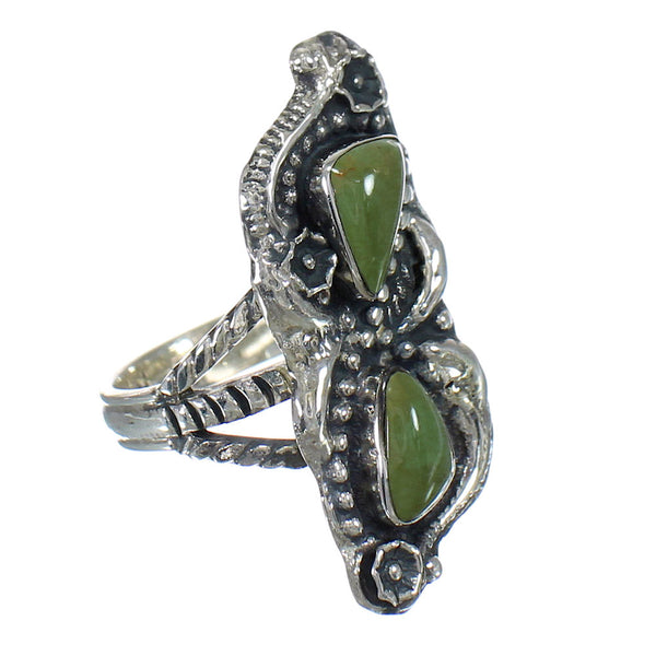 Authentic Sterling Silver Southwestern Turquoise Ring Size 8-1/4 RX62949
