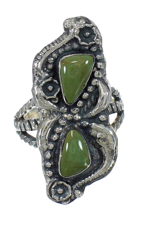 Authentic Sterling Silver Southwestern Turquoise Ring Size 8-1/4 RX62949