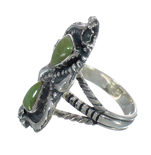 Authentic Sterling Silver Southwestern Turquoise Ring Size 8-1/4 RX62949