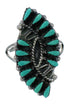 Genuine Sterling Silver Needlepoint Turquoise Ring Size 7-3/4 RX62993