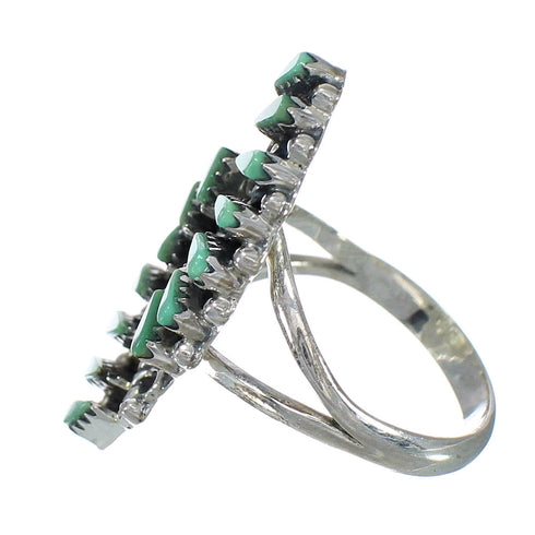 Turquoise Needlepoint Sterling Silver Ring Size 8-1/4 RX63000