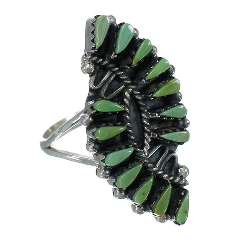 Southwest Turquoise Needlepoint Authentic Sterling Silver Ring Size 7 RX63007
