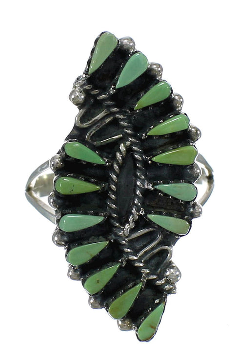Southwest Turquoise Needlepoint Authentic Sterling Silver Ring Size 7 RX63007