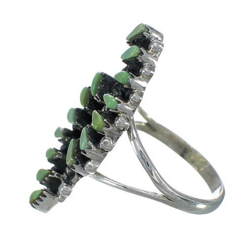 Southwest Turquoise Needlepoint Authentic Sterling Silver Ring Size 7 RX63007