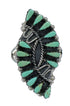 Turquoise Needlepoint Southwest Sterling Silver Ring Size 7-1/4 RX63022