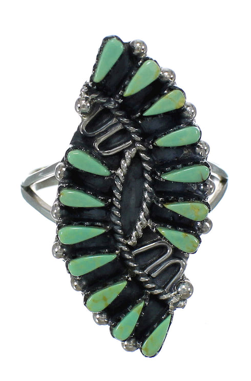 Genuine Sterling Silver Turquoise Needlepoint Ring Size 7-1/4 RX63028
