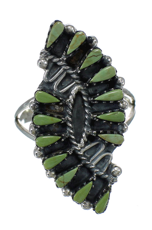Southwestern Sterling Silver And Turquoise Needlepoint Ring Size 7-3/4 RX63044