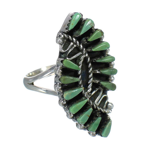 Turquoise Needlepoint Southwestern Sterling Silver Ring Size 8-1/4 RX63064