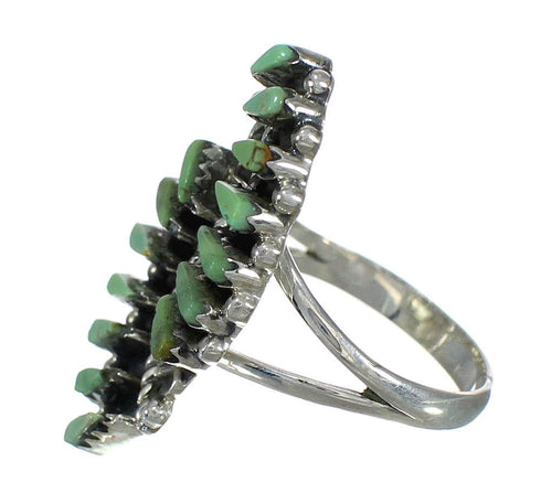 Turquoise Needlepoint Southwestern Sterling Silver Ring Size 8-1/4 RX63064