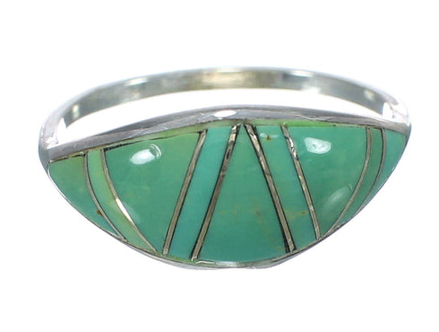 Genuine Sterling Silver And Turquoise Inlay Southwest Ring Size 6-3/4 WX62798