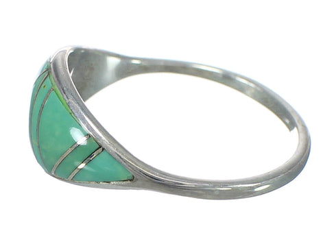 Genuine Sterling Silver And Turquoise Inlay Southwest Ring Size 6-3/4 WX62798