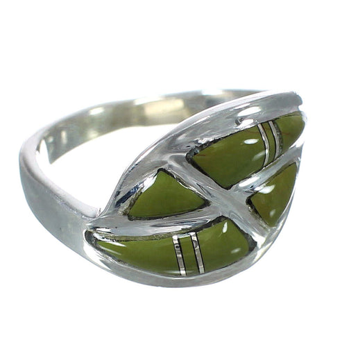 Turquoise Inlay Southwestern Silver Ring Size 5-1/4 WX63071