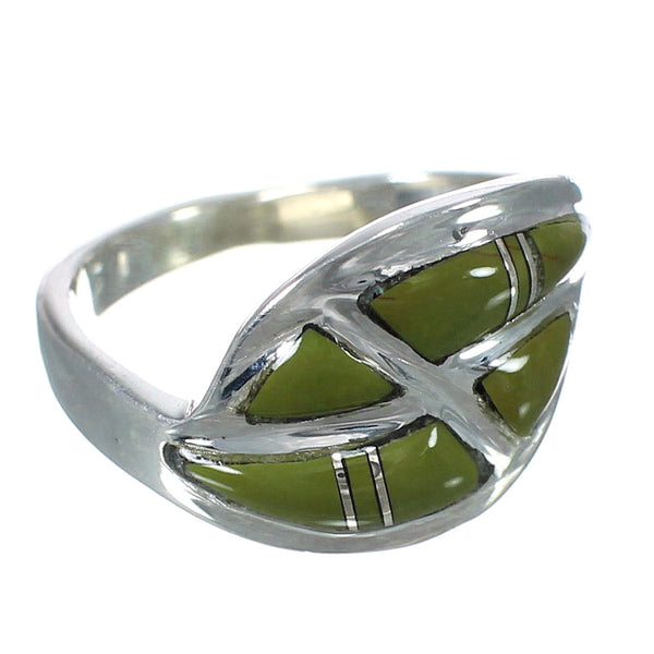 Turquoise Inlay Southwestern Silver Ring Size 5-1/4 WX63071