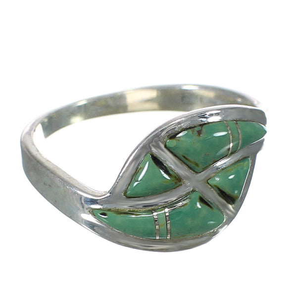 Silver Turquoise Inlay Southwestern Ring Size 4-3/4 WX63085