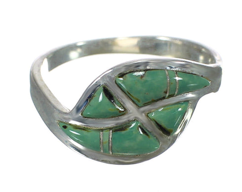 Silver Turquoise Inlay Southwestern Ring Size 4-3/4 WX63085