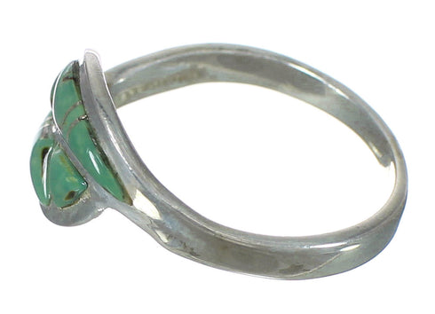 Silver Turquoise Inlay Southwestern Ring Size 4-3/4 WX63085