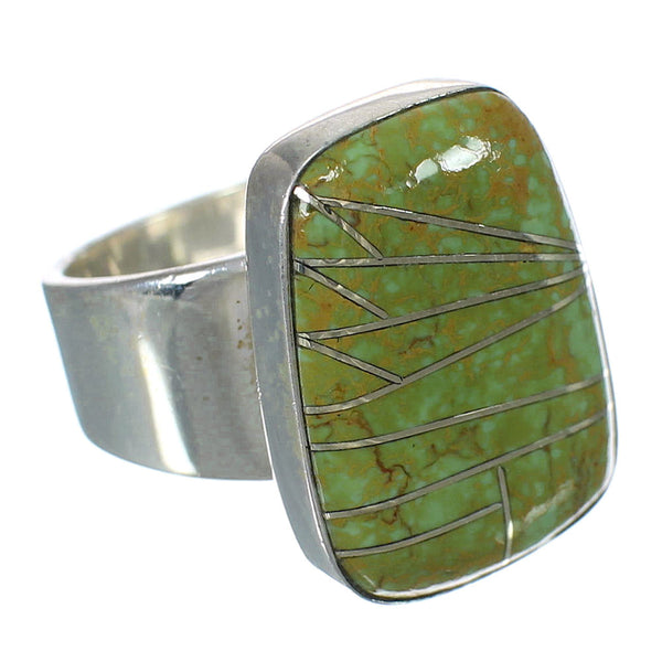 Turquoise Inlay Sterling Silver Southwestern Ring Size 5-1/4 WX63115