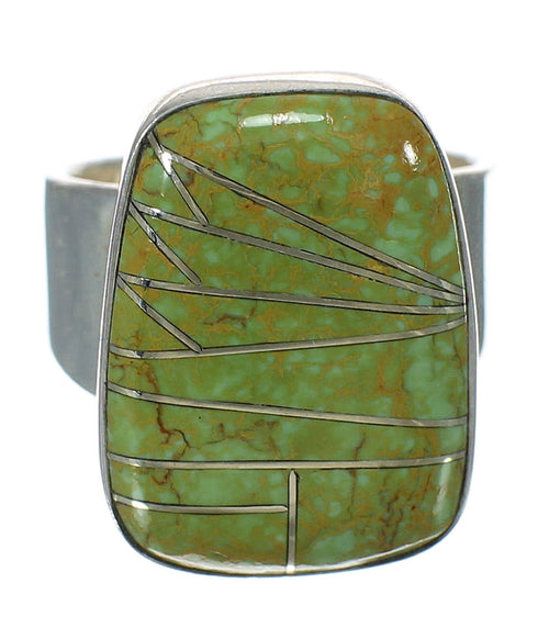 Turquoise Inlay Sterling Silver Southwestern Ring Size 5-1/4 WX63115