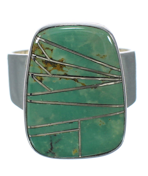 Southwestern Sterling Silver And Turquoise Inlay Jewelry Ring Size 6-1/4 WX63128