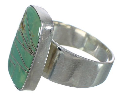 Southwestern Sterling Silver And Turquoise Inlay Jewelry Ring Size 6-1/4 WX63128